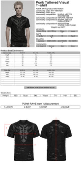 WT-1005TDM Edgy Black Mesh Buckle Punk T-Shirts for Men
